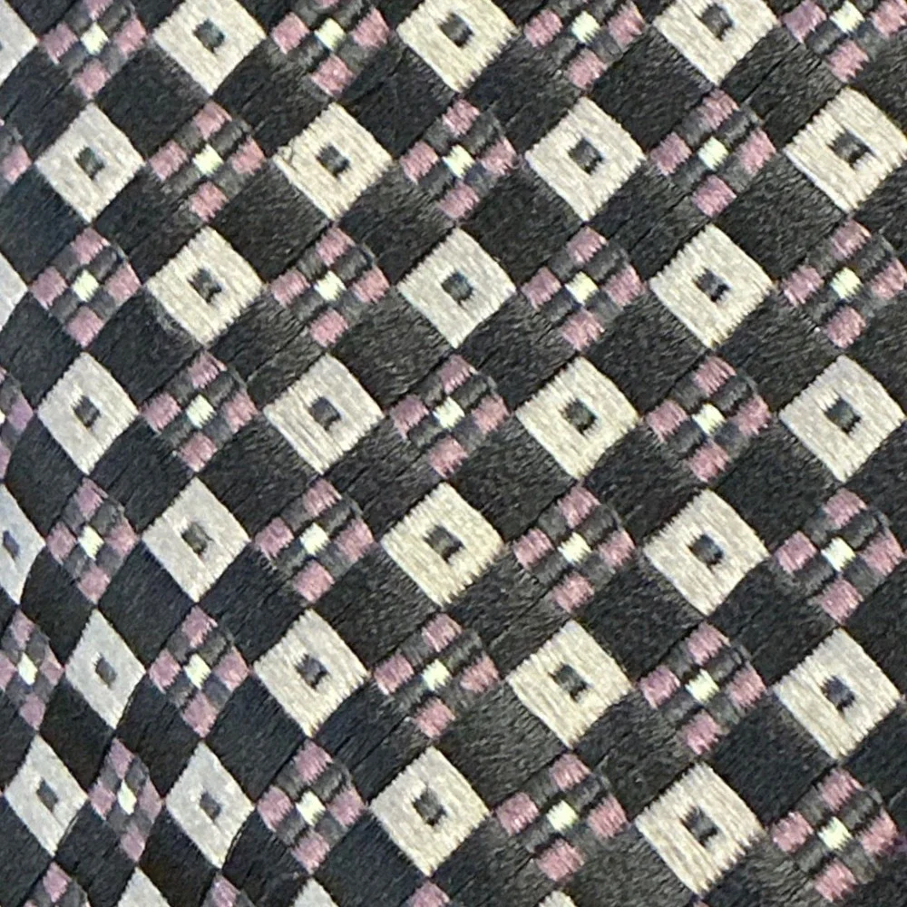 Bugatti Silk Tie Mens Gray Geometric Pattern Necktie Business Casual Wedding‎